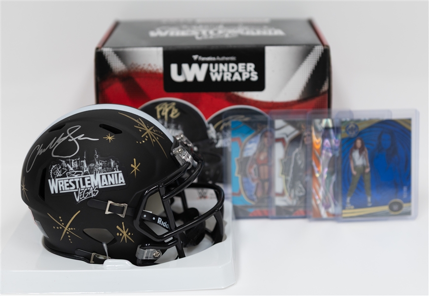 WWE Diva Lot w. Charlotte Flair Signed Mini Helmet #1/1 Fanatics COA & (4) Numbered Cards