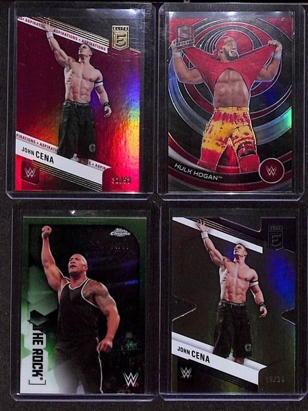 Lot of (19) Serial Numbered WWE Cards w. Hall of Famer Hulk Hogan, The Rock & John Cena