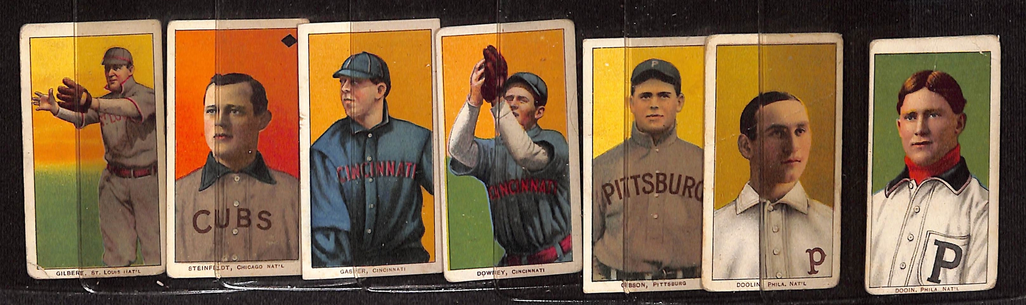 Lot of (7) T206 National League Cards - All Piedmont Backs - w. Red Dooin