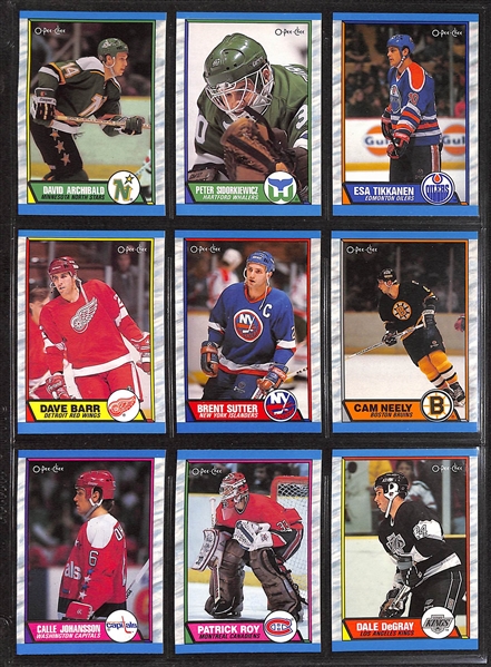 Lot of (3) Complete Hockey Sets w. 1988 Topps, 1988 O-Pee-Chee, 1989 O-Pee-Chee w. 1988 Topps Brett Hull RC