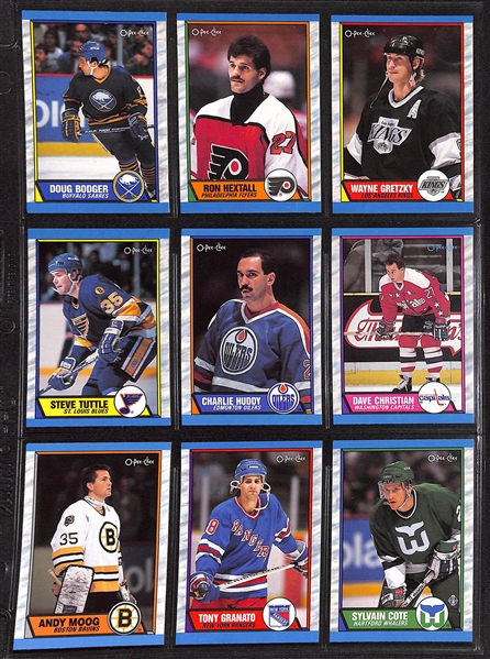 Lot of (3) Complete Hockey Sets w. 1988 Topps, 1988 O-Pee-Chee, 1989 O-Pee-Chee w. 1988 Topps Brett Hull RC