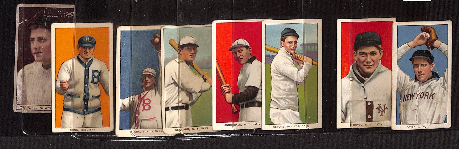Lot of (7) T206 & (1) T207 National League Cards w. T207 Doc Crandall (NY - Recruit Back)