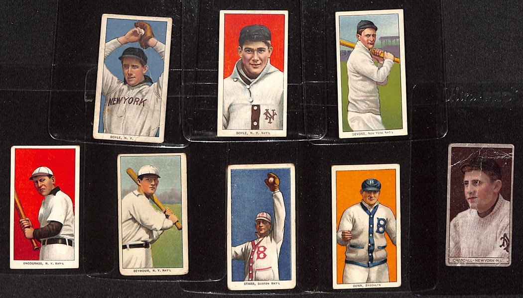 Lot of (7) T206 & (1) T207 National League Cards w. T207 Doc Crandall (NY - Recruit Back)