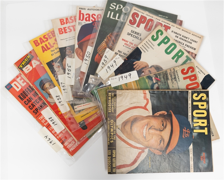 Lot of (11) Vintage 1940s-1960s Sports Magazines inc Sport, Baseball Stars & Sports Illustrated 