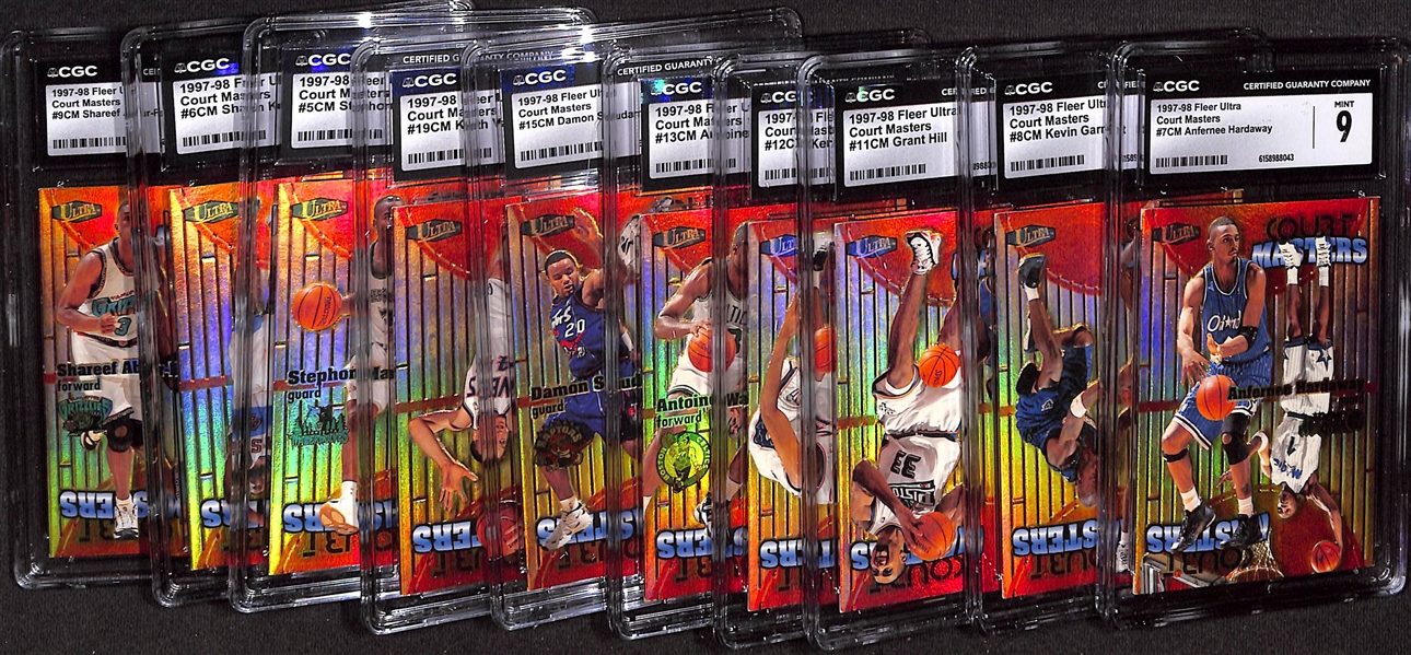 Lot of (10) CGC Graded 1997-98 Fleer Ultra Court Masters Basketball Cards w. Anfernee Hardaway, Kevin Garnett, ++