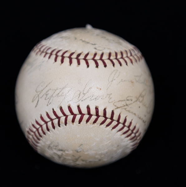 1938 Boston Red Sox Team Signed Baseball w. 15 Autographs, Inc. Jimmie Foxx, Lefty Grove, Joe Cronin, Bobby Doerr (Rookie Year), Ben Chapman, Pinky Higgins, + (JSA Auction Letter) - Comes from the...