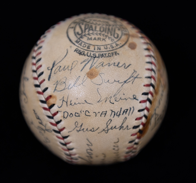 1932 Pittsburgh Pirates Team Signed Baseball w. 27 Autographs Inc. Lloyd Waner, Paul Waner, Pie Traynor, Gus Suhr, Arky Vaughan, Bill Harris, + (JSA Auction Letter) - Comes from the Estate of...