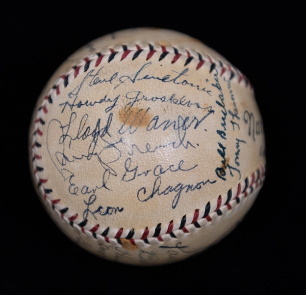 1932 Pittsburgh Pirates Team Signed Baseball w. 27 Autographs Inc. Lloyd Waner, Paul Waner, Pie Traynor, Gus Suhr, Arky Vaughan, Bill Harris, + (JSA Auction Letter) - Comes from the Estate of...