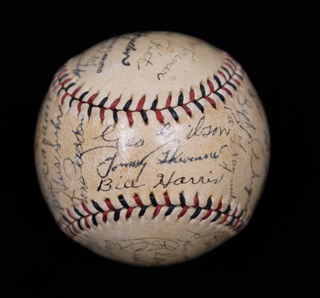 1932 Pittsburgh Pirates Team Signed Baseball w. 27 Autographs Inc. Lloyd Waner, Paul Waner, Pie Traynor, Gus Suhr, Arky Vaughan, Bill Harris, + (JSA Auction Letter) - Comes from the Estate of...