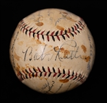 1933 New York Yankees Signed Baseball w. Babe Ruth, Earle Combs, Lefty Gomez, Joe Sewell, F. Crosetti (2x), Walker, Uhle, Chapman, Devens, + (Inc. Full JSA LOA)  - 15 Signatures - Comes from the...