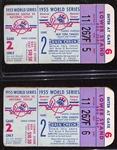 Lot of (2) 1955 World Series Game 2 Tickets - Yankees vs. Dodgers - Comes from the Estate of Former MLB Player Bill Harris