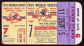 1955 World Series Game 7 Ticket - Yankees vs. Dodgers - Comes from the Estate of Former MLB Player Bill Harris