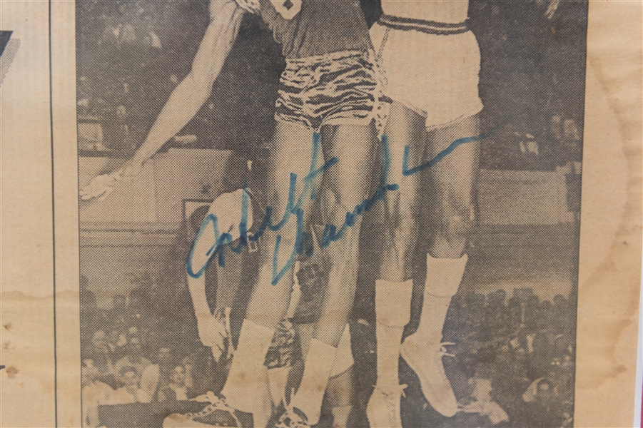 Matted/Framed Wilt Chamberlain Signed 76ers Display  (JSA Sticker)