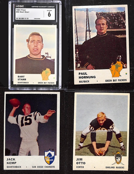1961 Fleer Football Near Complete Set (High Quality - 112 of 120 Cards) w. Jim Brown (CGC 6.5), Unitas, Meredith, Starr (CGC 6), Hornung, Kemp, Otto, +