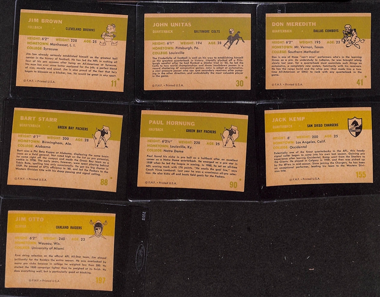 1961 Fleer Football Near Complete Set (High Quality - 112 of 120 Cards) w. Jim Brown (CGC 6.5), Unitas, Meredith, Starr (CGC 6), Hornung, Kemp, Otto, +