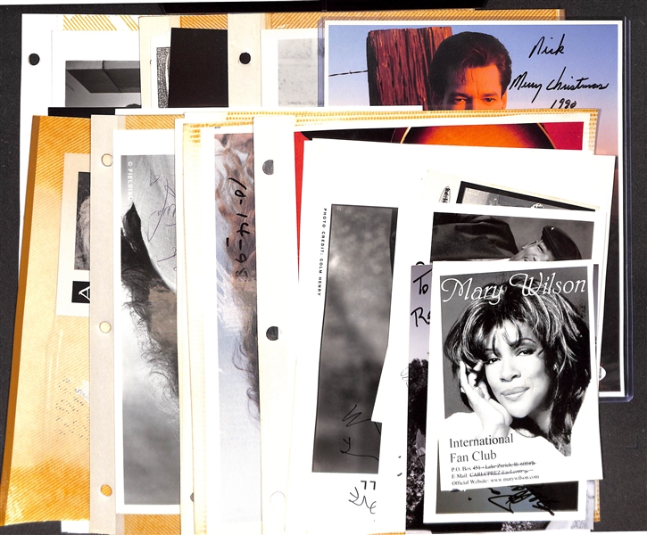 Lot of (32) Musician Signed Photos (many personalized) w. Randy Travis (JSA COA), Johnny Mathis, + (JSA Auction Letter)
