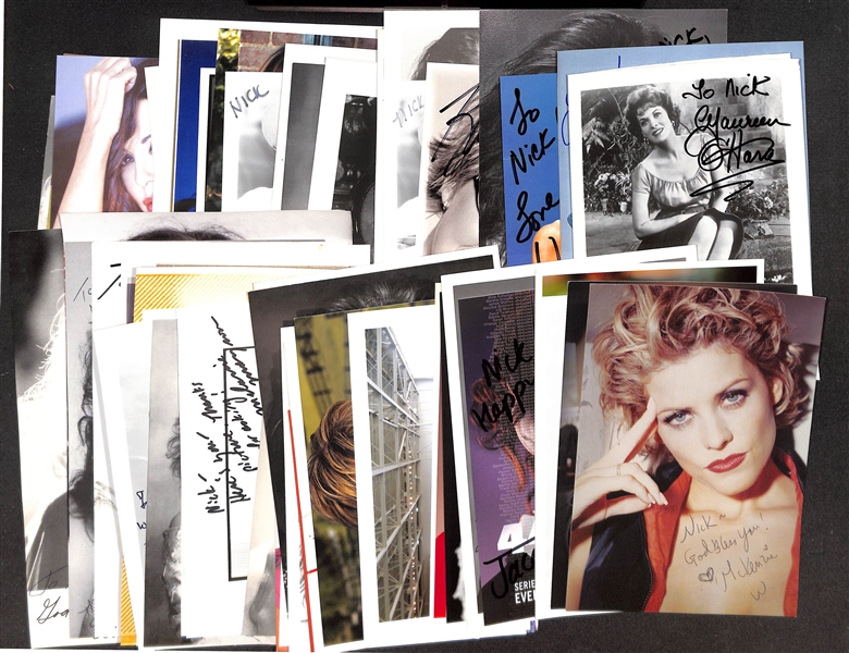 Lot of (55) Signed Actress Photos & Prints (approx 5"x7") w. Maureen OHara, Dixie Carter, Morgan Brittany, More (JSA Auction Letter)