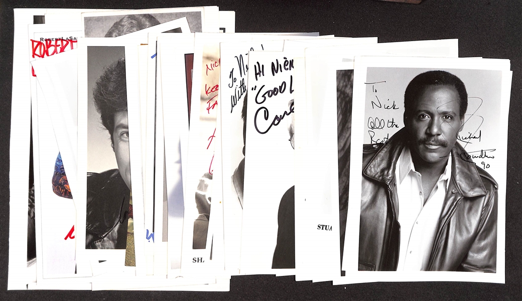 Lot of (40) Signed Male Actor Photos & Prints (approx 5"x7") w. Richard Roundtree, Roddy McDowell, Stacy Keach, More (JSA Auction Letter)
