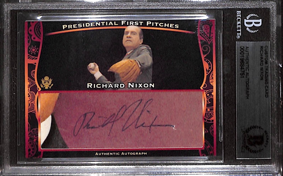 Richard Nixon Signed Custom Trading Card BGS Authentic