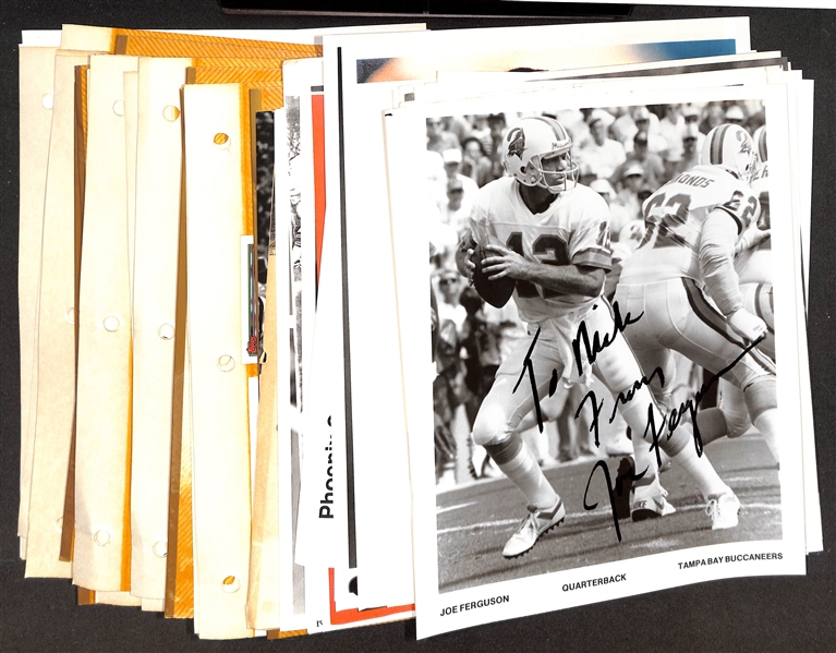 Lot of (40+) Football Pro & College Player Signed Photos/Prints w. Joe Ferguson, Jeff Kemp, Scott Norwood, More (JSA Auction Letter)