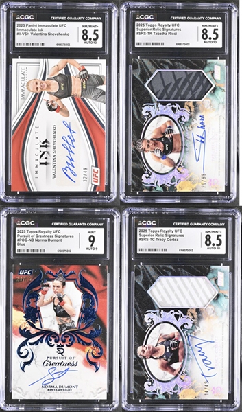 Lot of (4) CGC-Graded Autographed & Serial-Numbered UFC Cards with Valentina Shevchenko CGC 8.5 #/49