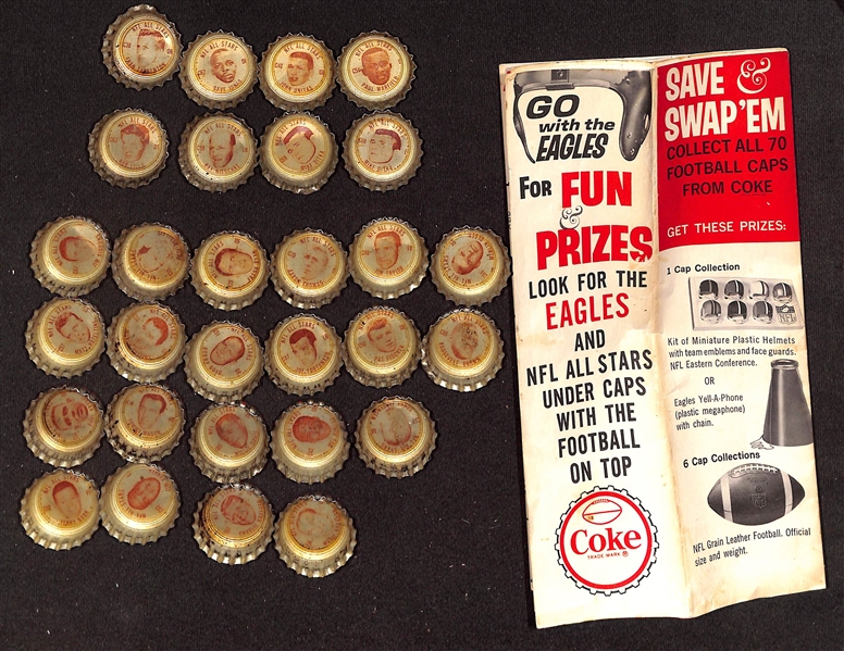 Lot of (61) 1965 NFL Coke Bottle Caps with Fran Tarkenton and Johnny Unitas 
